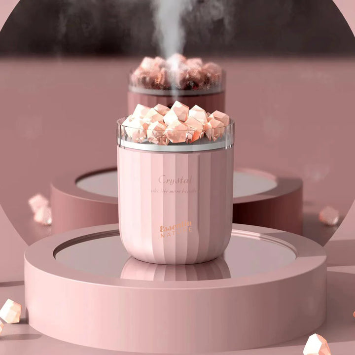 Ultraschalldiffusor mit echten Himalaya-Salzkristallen – Rosa