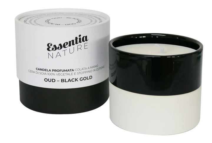 BLACK/WHITE Ceramic Candle with Oud - Black Gold scent 